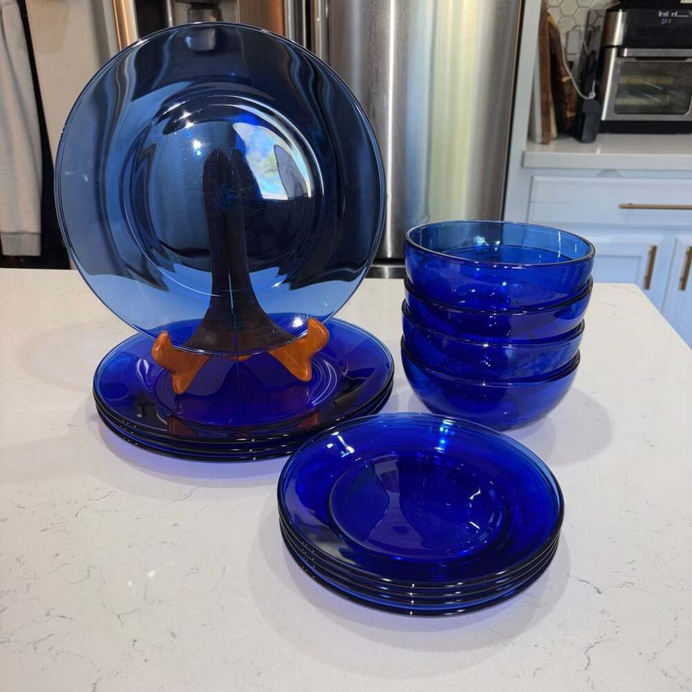 Vintage Cobalt Blue Dinnerware Set 12 pieces